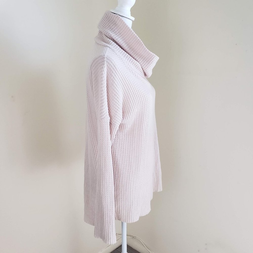 BP. Cowl Neck Waffle Knit Top Beige Size Medium - Picture 4 of 9